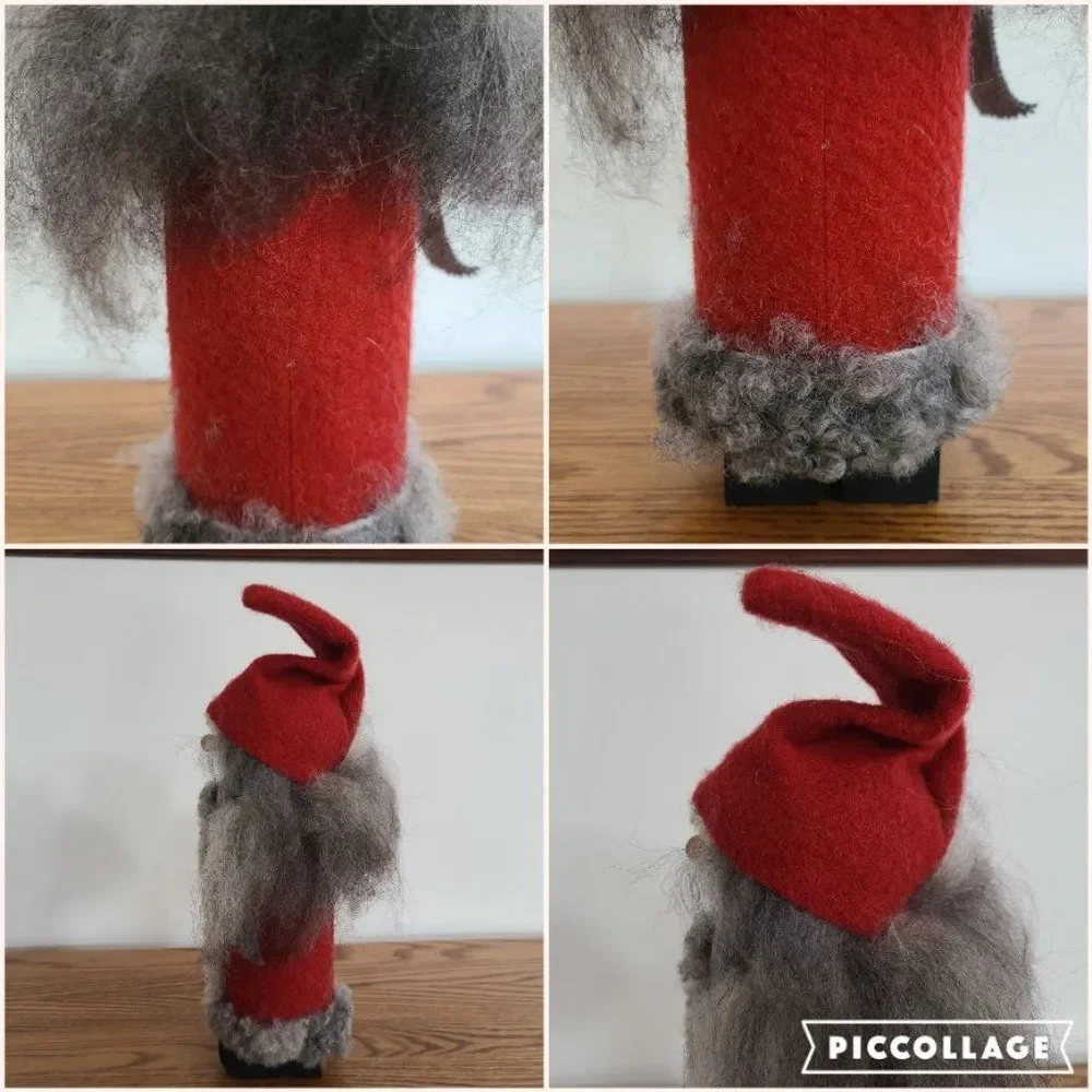 Handmade Sweden Larssons Tra Wood Felt Christmas Mrs. Claus Gnome Elf Figurine
